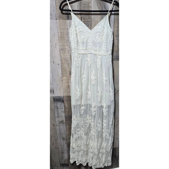 Altar'd State White Lace Mesh Maxi Tank Dress - Picture 2 of 6